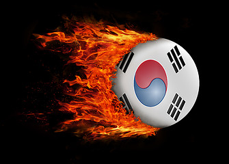 Image showing Flag with a trail of fire - South Korea