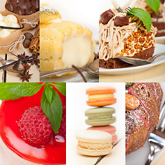 Image showing fresh dessert cake collage 