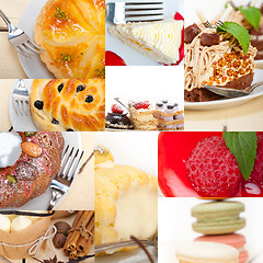 Image showing fresh dessert cake collage 