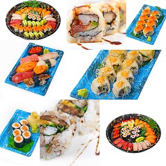 Image showing Japanese sushi collage 