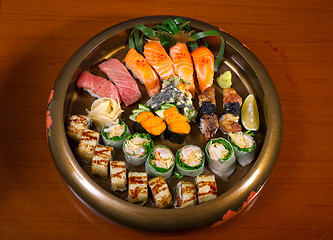 Image showing fresh sushi choice combination assortment selection 