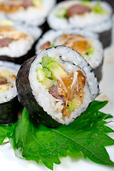 Image showing fresh sushi choice combination assortment selection 