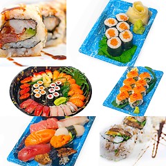 Image showing Japanese sushi collage 