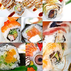 Image showing Japanese sushi collage 