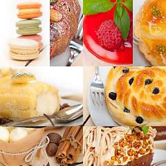 Image showing fresh dessert cake collage 