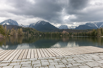 Image showing Stary Smokovec houses and lake in mountains