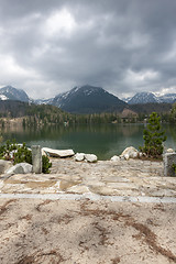 Image showing Stary Smokovec houses and lake in mountains