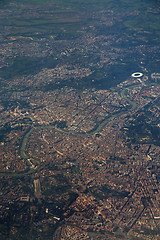 Image showing Aerial view of Rome, Italy from airplane window 