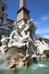 Image showing Saint Agnese in Agone with Egypts obelisk in Piazza Navona, Rome