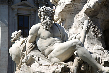 Image showing Fountain Zeus in Bernini\'s, Piazza Navona in Rome, Italy