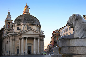 Image showing Lion fountain in Piazza del Popolo in Rome, Italy