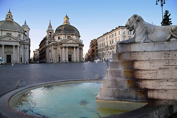 Image showing Lion fountain in Piazza del Popolo 