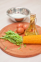 Image showing Ingredients for corn pancakes