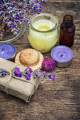 Image showing set of perfumes for spa treatments