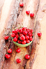 Image showing bowl of fresh red cherries