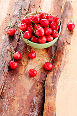 Image showing bowl of fresh red cherries