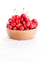 Image showing bowl of fresh red cherries