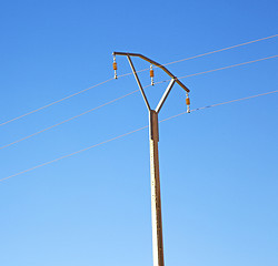 Image showing   utility pole in africa morocco energy and distribution pylon