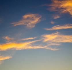 Image showing the sunrise in  colored sky white soft clouds and abstract backg