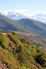 Image showing the    dades valley   atlas moroco street snow  nobody