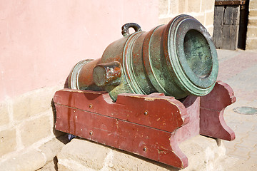 Image showing in africa morocco  green bronze cannon and the 