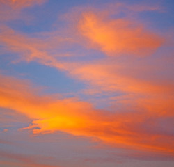 Image showing the sunrise in  colored sky white soft clouds and abstract backg