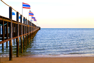 Image showing asia  lomprayah  bay isle sunrise flag       sea 