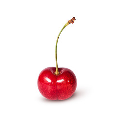 Image showing Single red juicy sweet cherries