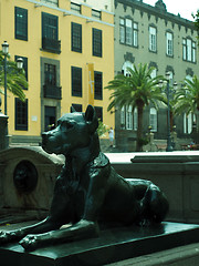 Image showing dog statue historic Vegueta park Grand Canary Island Spain