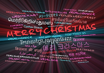 Image showing Merry Christmas multilanguage wordcloud background concept glowi