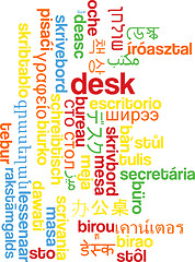 Image showing Desk multilanguage wordcloud background concept