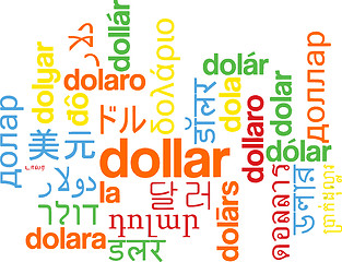 Image showing Dollar multilanguage wordcloud background concept