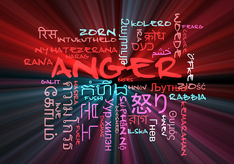 Image showing Anger multilanguage wordcloud background concept glowing