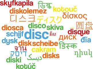 Image showing Disc multilanguage wordcloud background concept