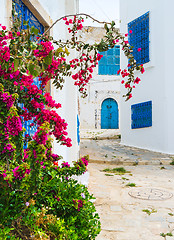 Image showing Street of Sidi bou Said in Tunisia