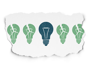 Image showing Business concept: light bulb icon on Torn Paper background