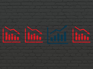 Image showing Finance concept: growth graph icon on wall background