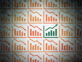 Image showing Business concept: growth graph icon on Digital Paper background