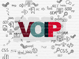 Image showing Web development concept: VOIP on wall background