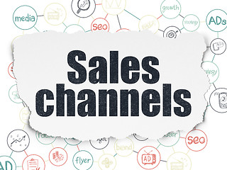 Image showing Advertising concept: Sales Channels on Torn Paper background