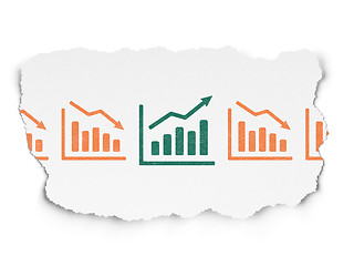 Image showing Business concept: growth graph icon on Torn Paper background