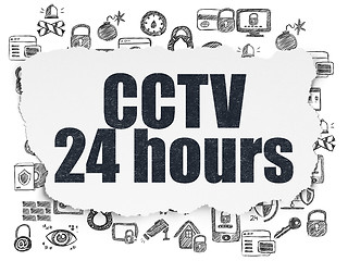 Image showing Safety concept: CCTV 24 hours on Torn Paper background