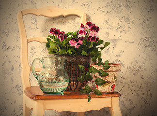 Image showing Still Life with pelargonium and fuchsia