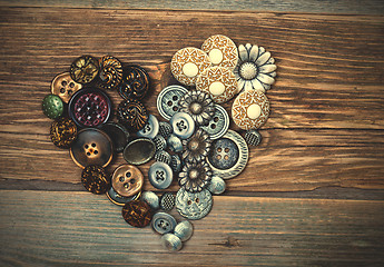 Image showing Heart from vintage classical buttons