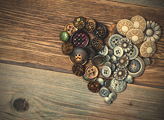 Image showing Heart from vintage classical buttons