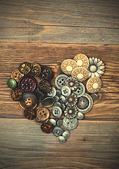 Image showing Heart from antique classical buttons