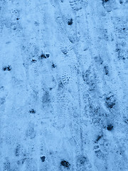 Image showing Snow texture with footprints