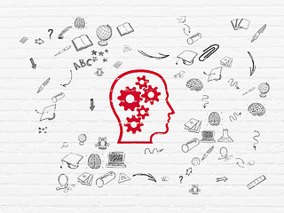 Image showing Learning concept: Head With Gears on wall background