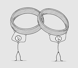 Image showing two persons holding rings over their head