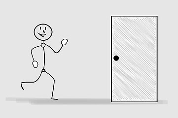 Image showing running man and door
